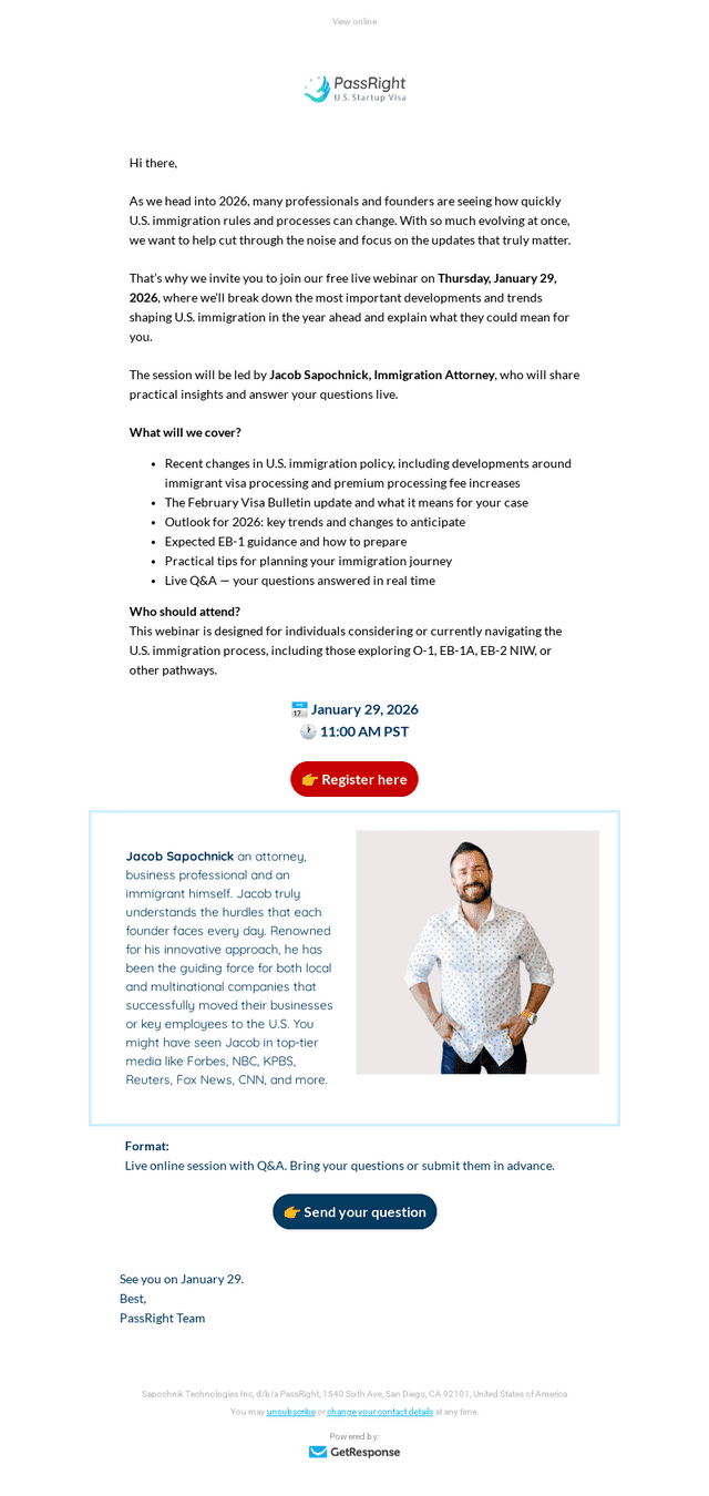 PassRight email from Tue, Jan 27, 2026