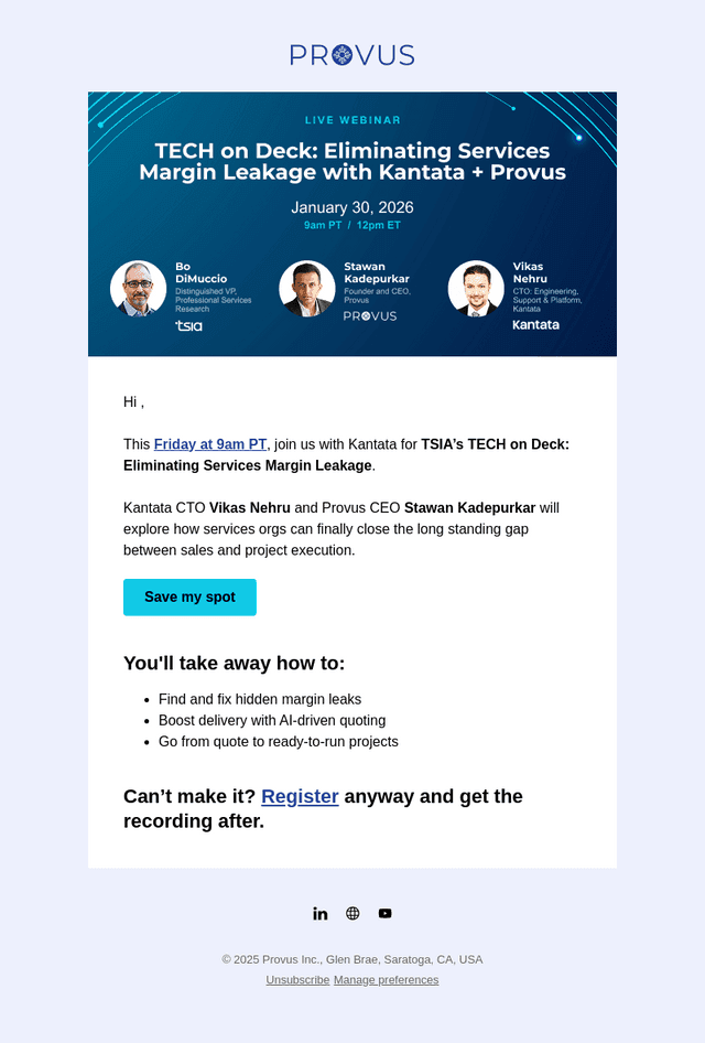This week: Kantata, TSIA & Provus webinar