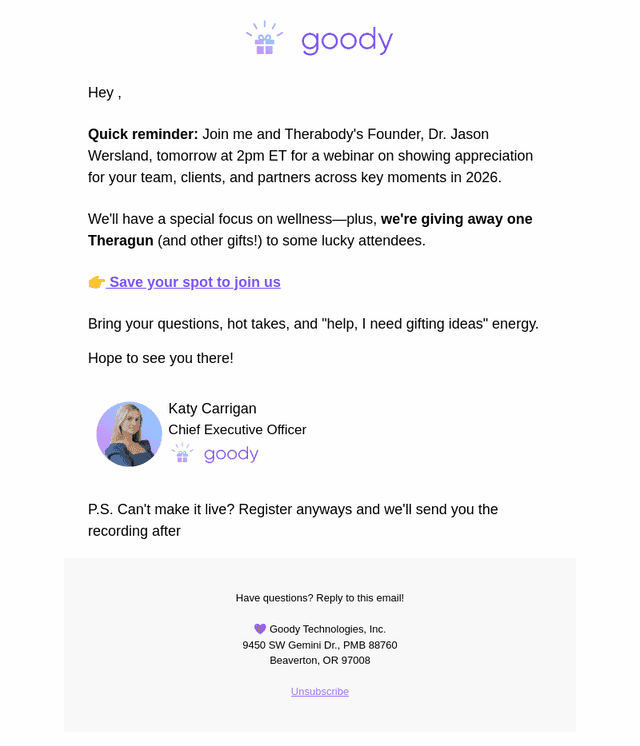 Goody email from Tue, Jan 27, 2026