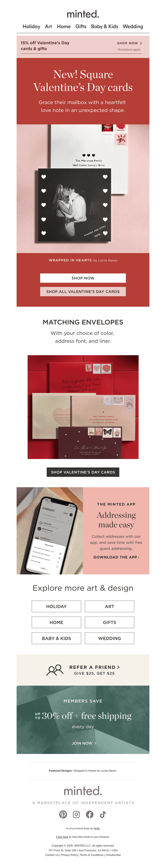 New! Square Valentine’s Day cards