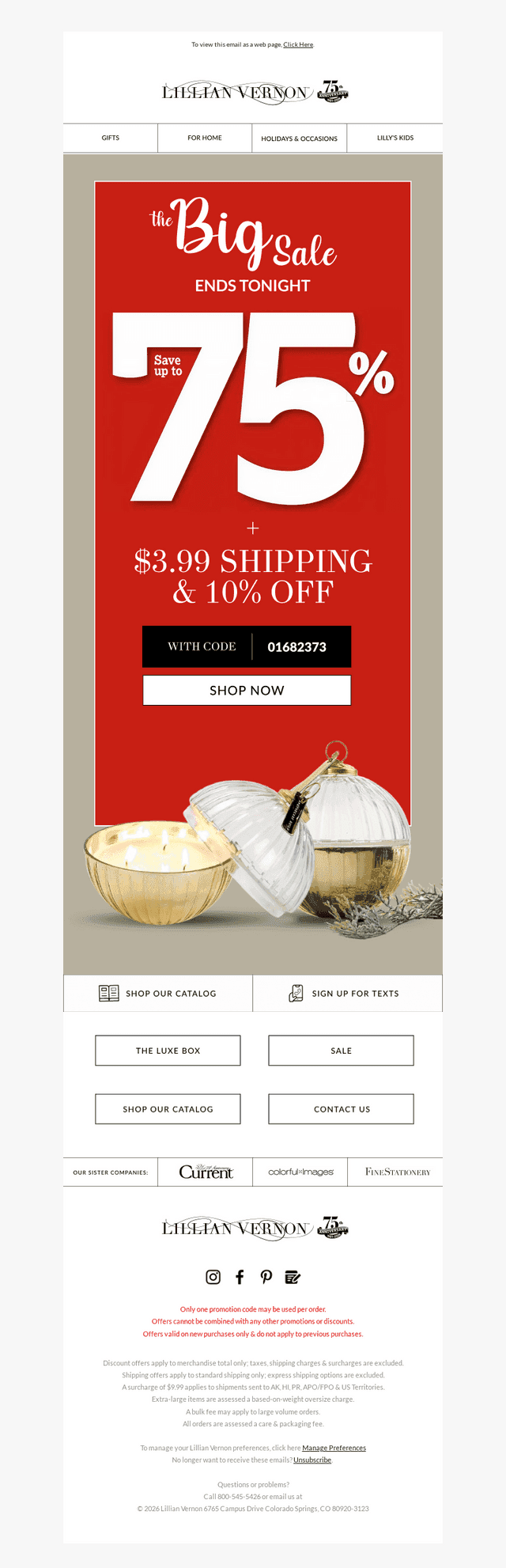 $3.99 shipping + 10% off everything
