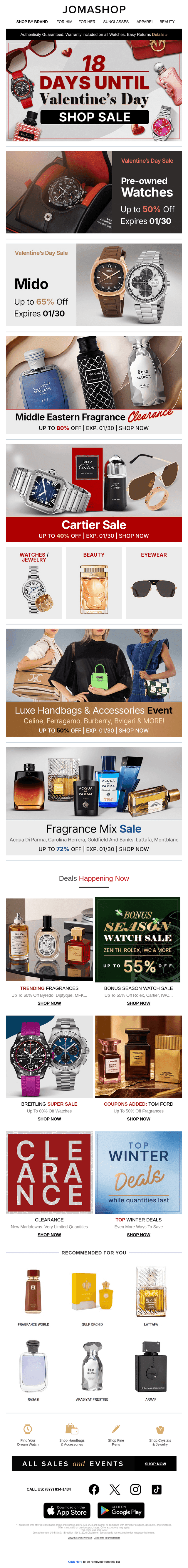 Jomashop email from Wed, Jan 28, 2026