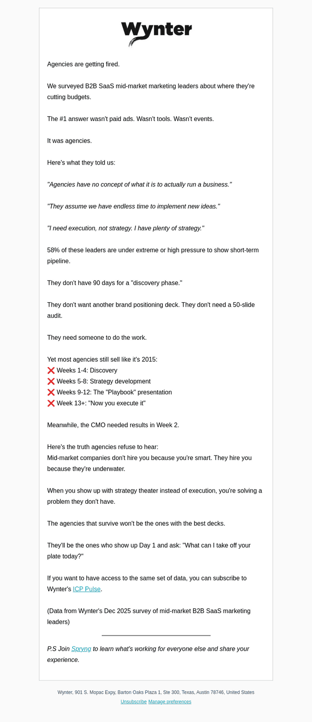 Agencies are getting fired.