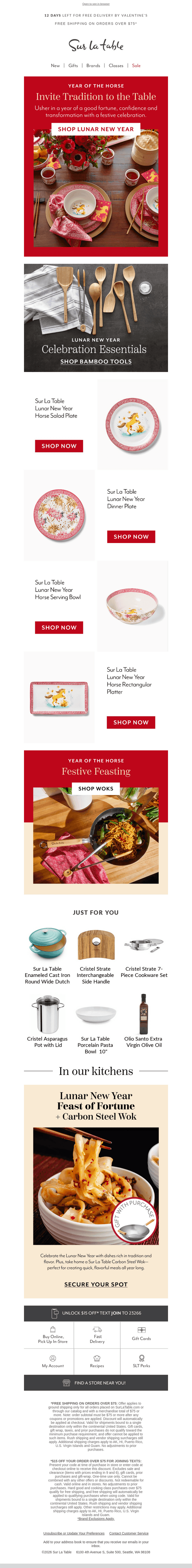 Sur La Table email from Wed, Jan 28, 2026