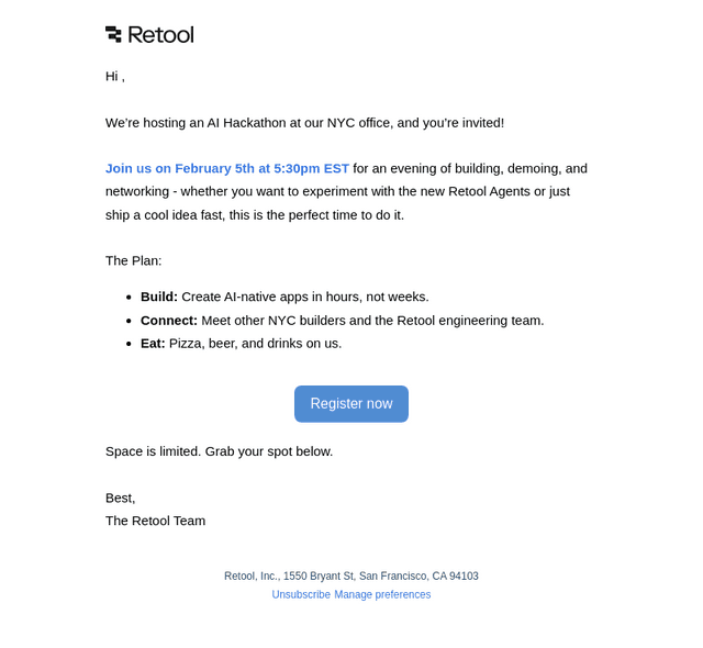 Next Week: Retool AI Hackathon 🗽
