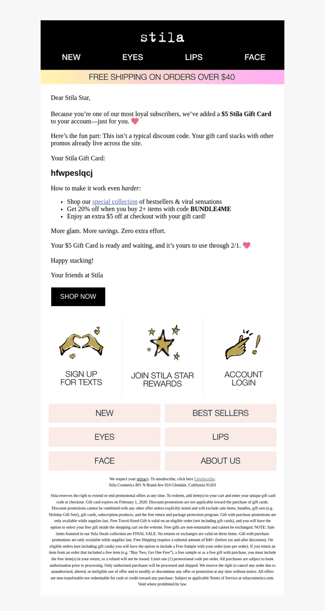 Account Alert: $5 Gift Card added 🌟