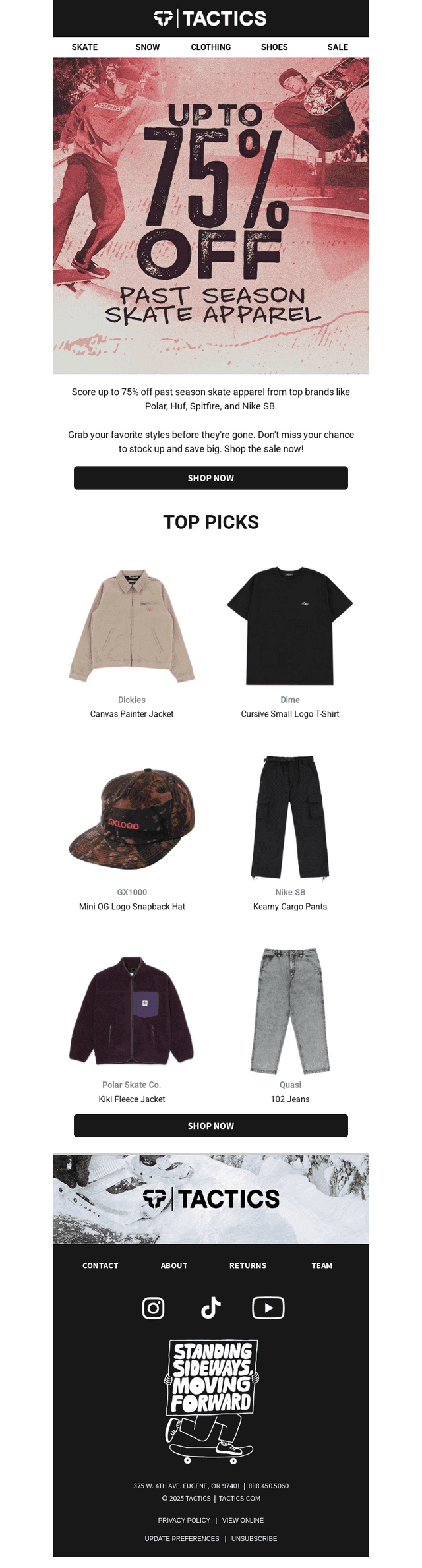Up to 75% Off Skate Apparel 🔥