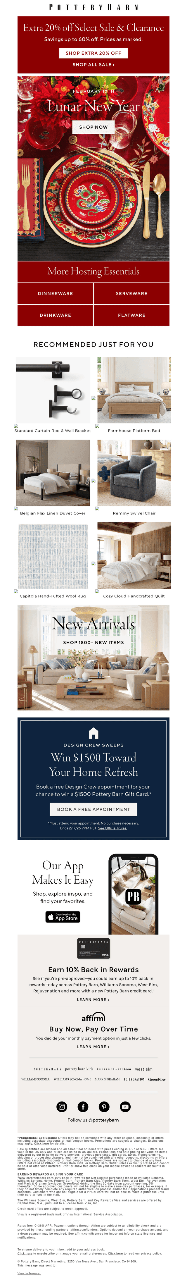 Pottery Barn email from Wed, Jan 28, 2026