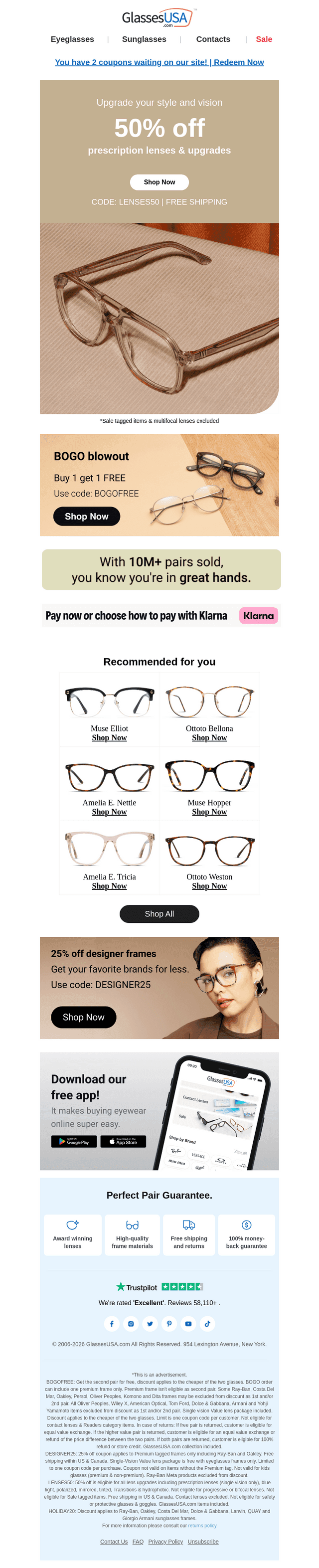 Glasses USA email from Thu, Jan 29, 2026