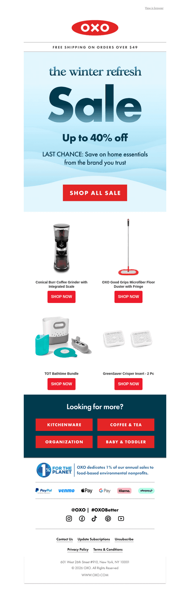 OXO email from Thu, Jan 29, 2026