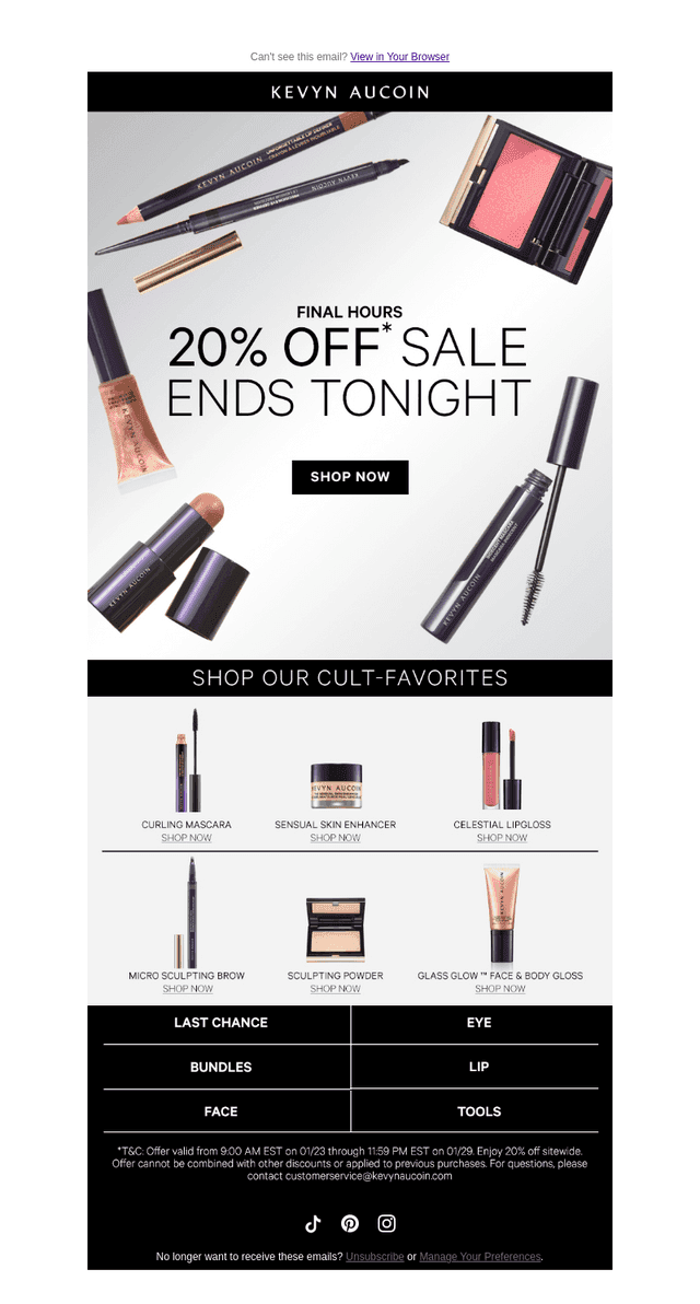 20% Off Sitewide Ends Tonight