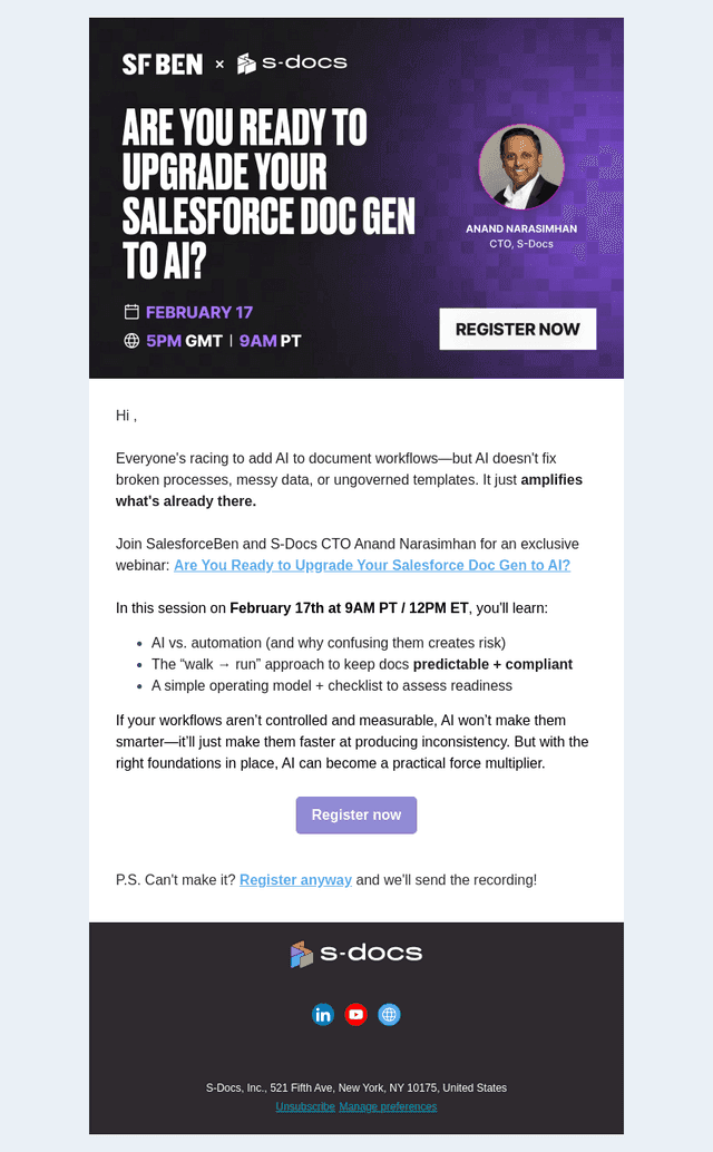 S-Docs Inc. email from Thu, Jan 29, 2026