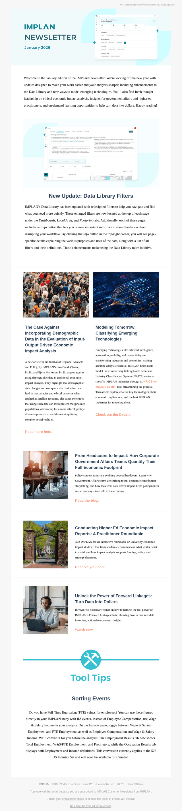 IMPLAN Newsletter | January 2026