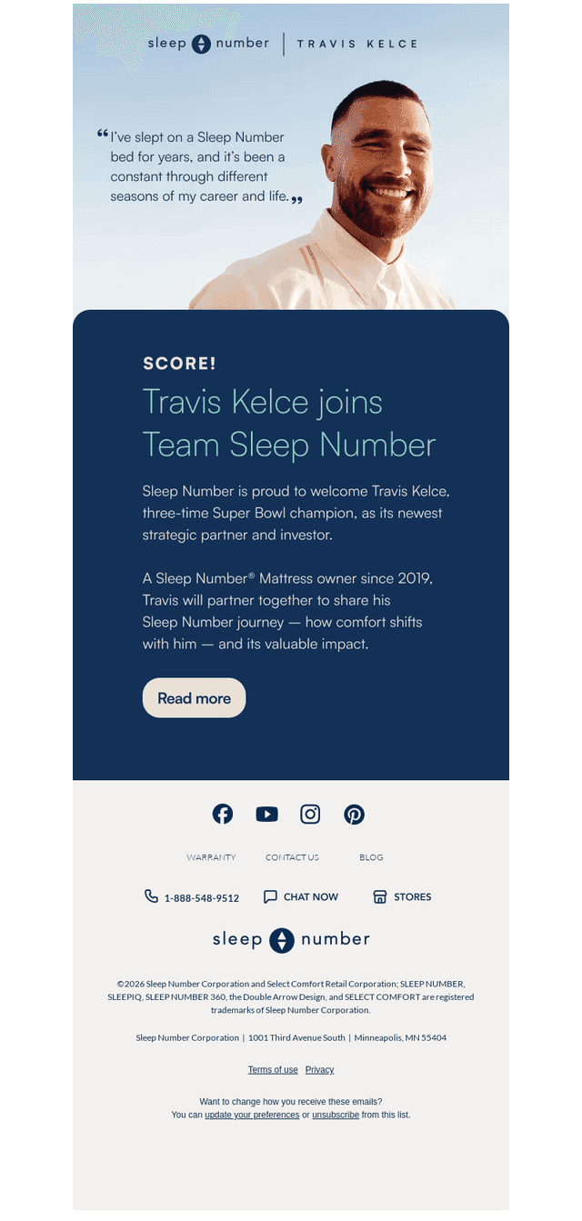 Travis Kelce Joins Team Sleep Number!