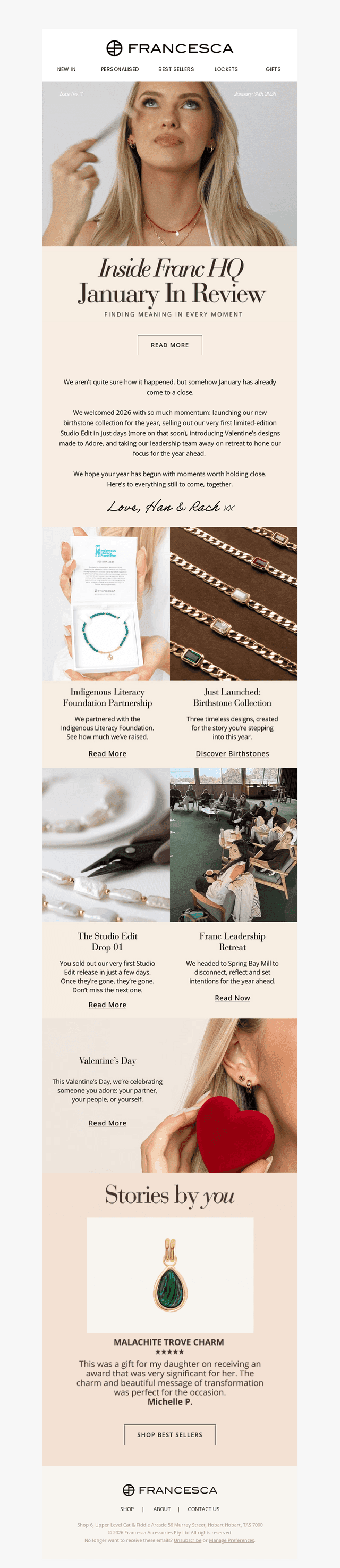 Francesca Collections email from Thu, Jan 29, 2026