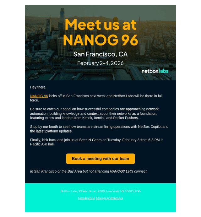 Panel, happy hour at NANOG 96