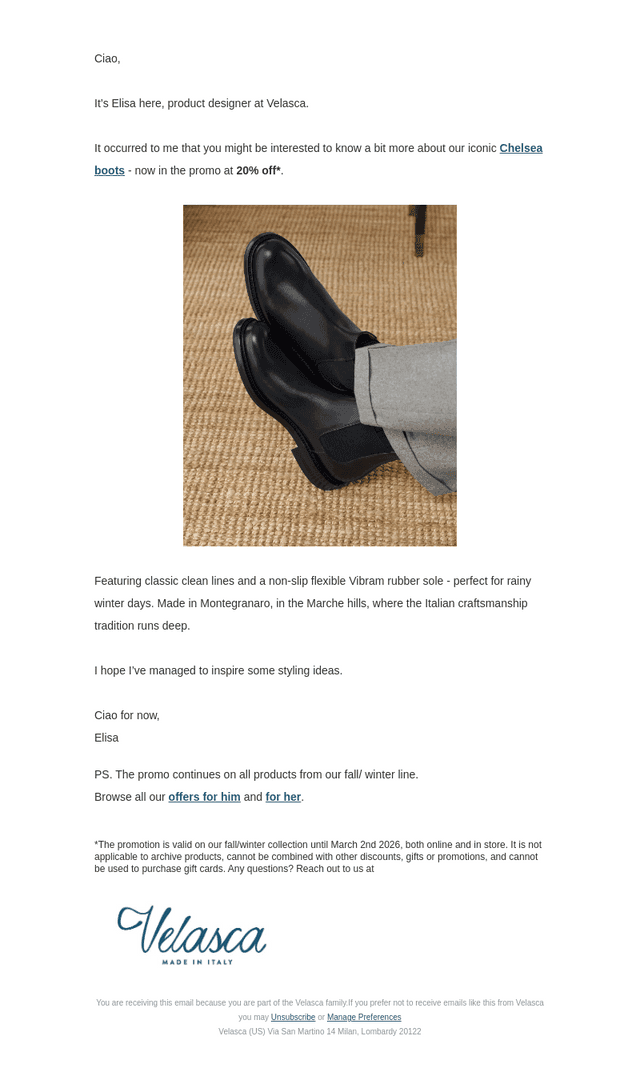 Chelsea boots, timeless style.
