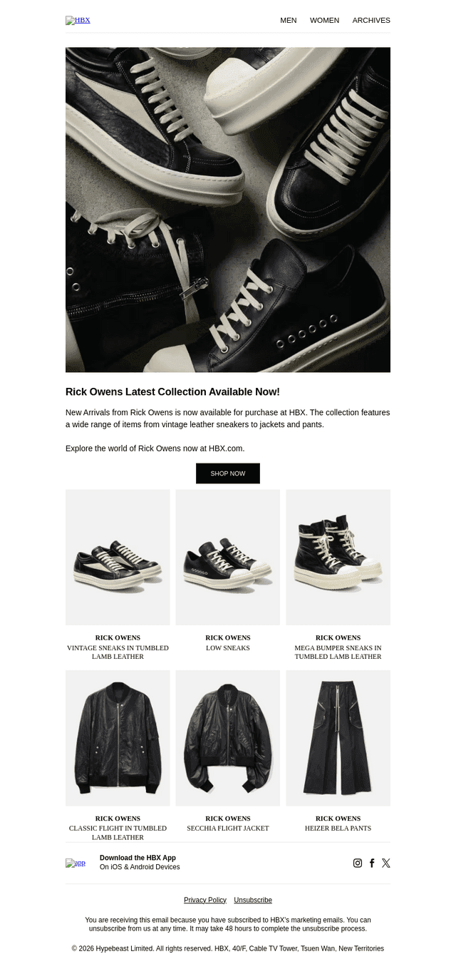 Rick Owens Latest Collection Available Now!