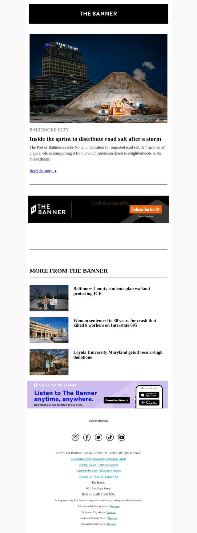 The Baltimore Banner email from Sat, Jan 31, 2026