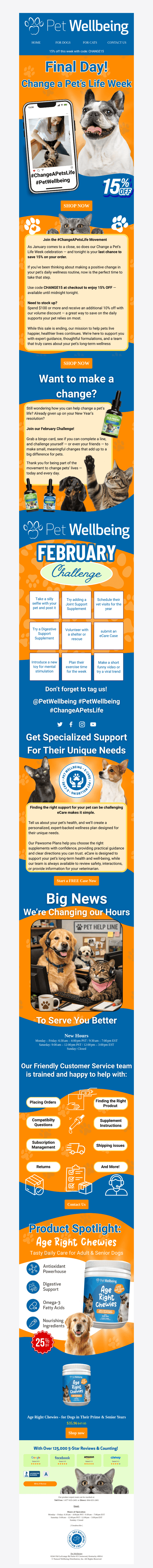 Final Day: 15% Off Ends Tonight — Let’s Keep Changing Pets’ Lives