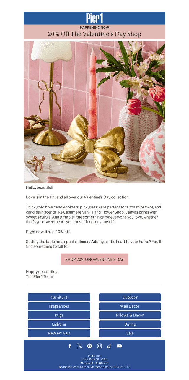 Pier 1 email from Sat, Jan 31, 2026