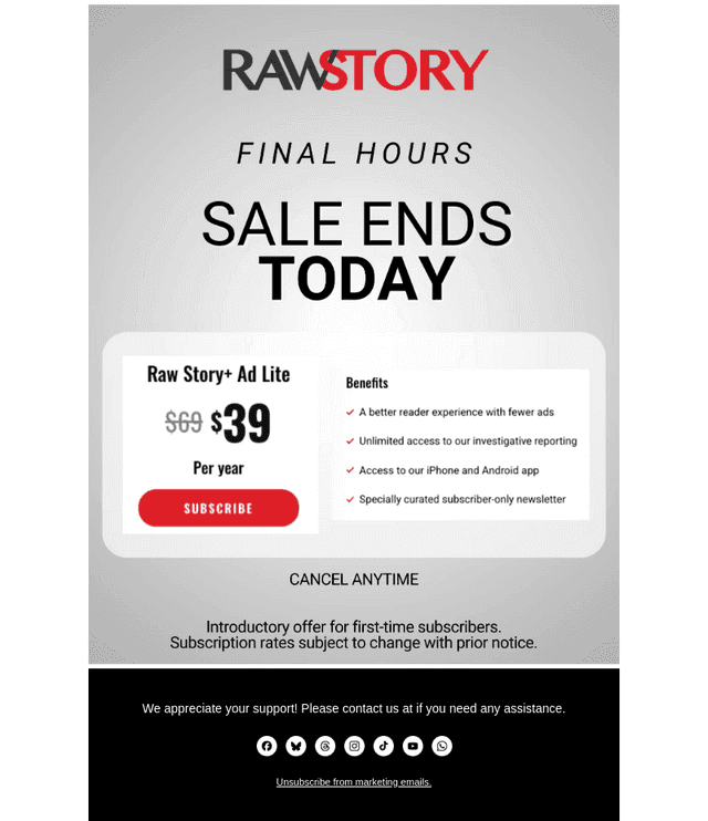 Sale ends TODAY ⏰ Just 75¢/week