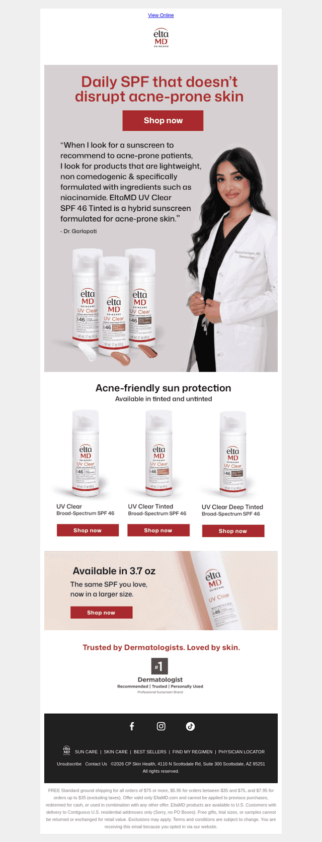 Derm trusted for acne-prone skin.