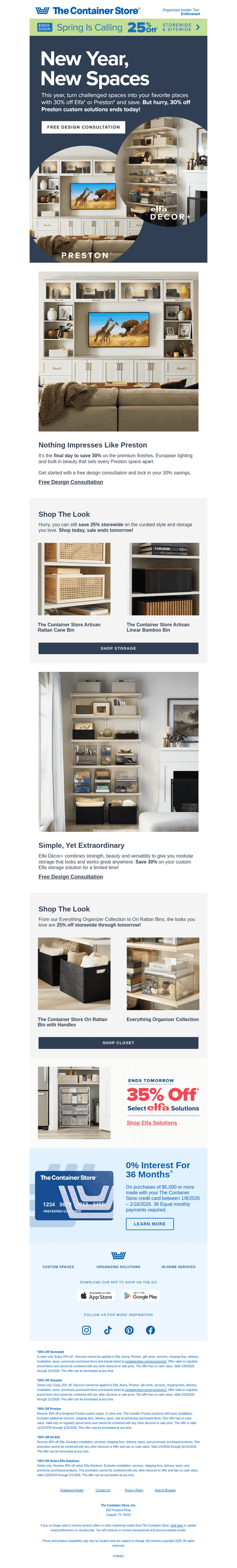 This. Is. It. Final Day For 30% Off Preston Custom Designed Spaces!