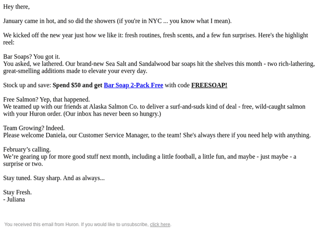 Huron email from Sat, Jan 31, 2026