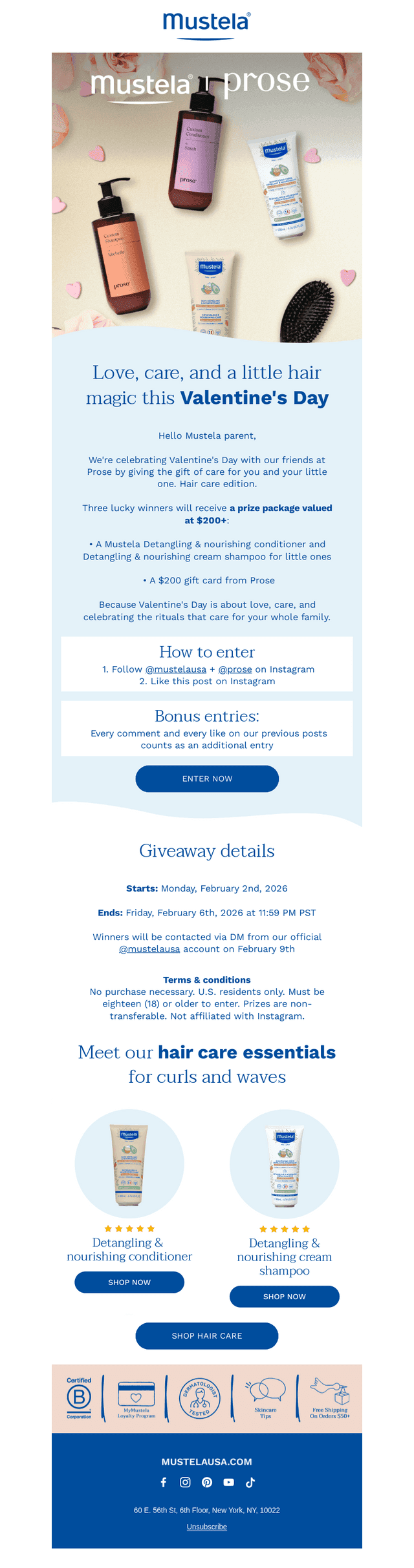 Mustela USA email from Mon, Feb 2, 2026