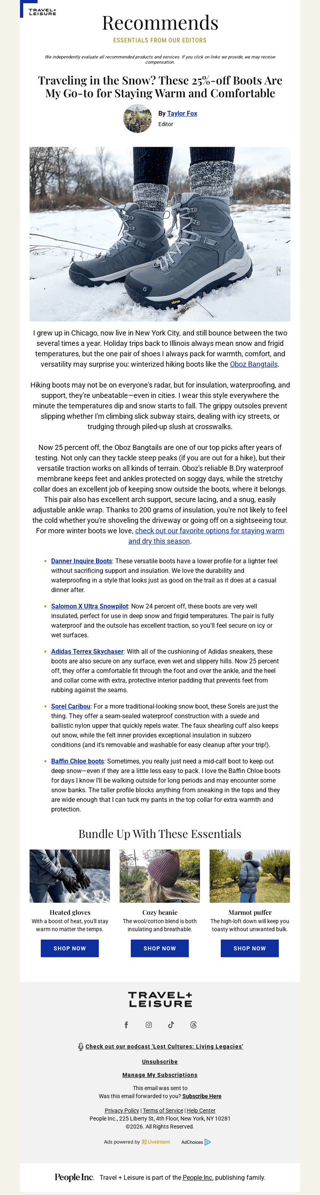 Travel + Leisure email from Mon, Feb 2, 2026