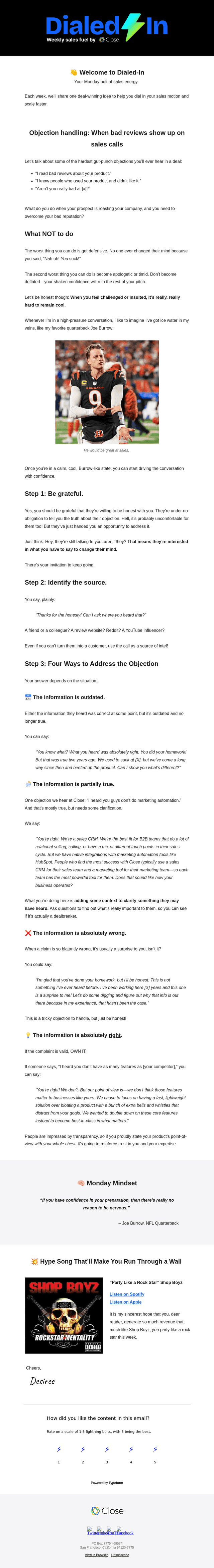Close email from Mon, Feb 2, 2026