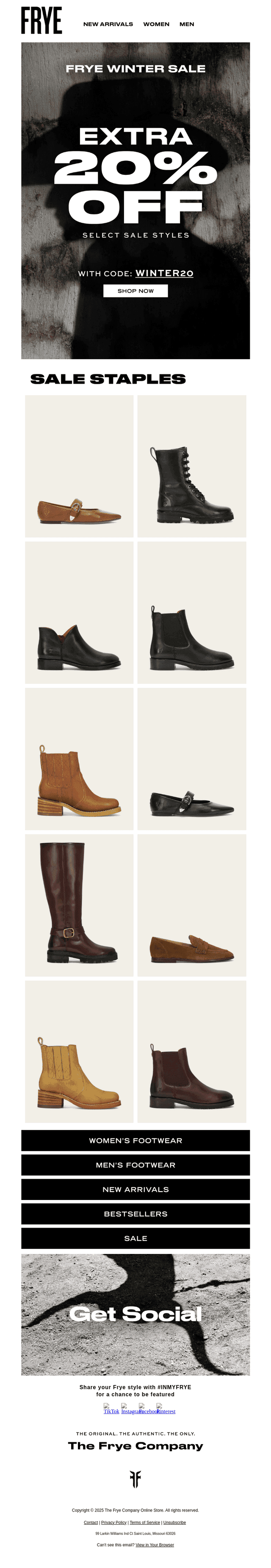 The Frye Company email from Tue, Feb 3, 2026