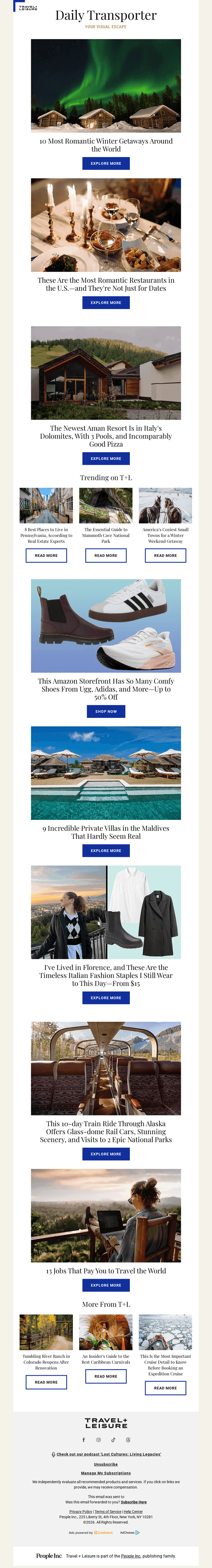 Travel + Leisure email from Wed, Feb 4, 2026