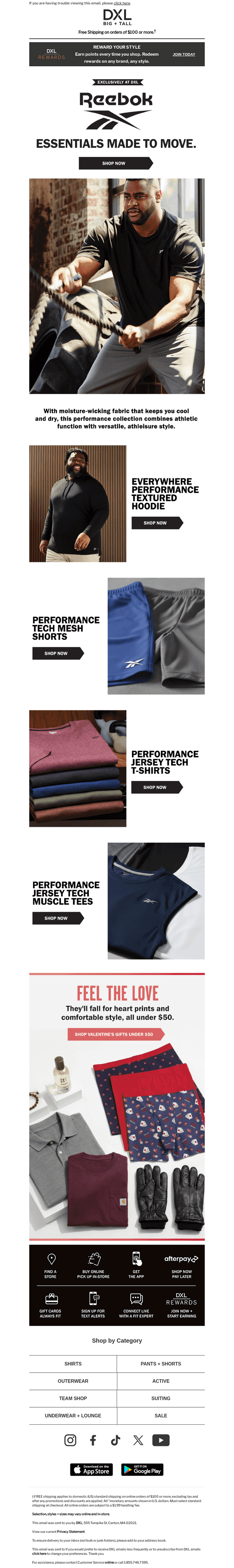 Reebok Essentials. For Working Out Or Hanging Out.