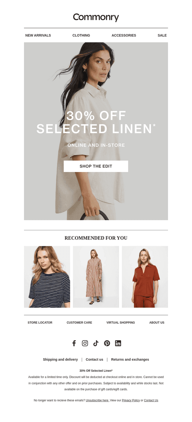 30% Off Selected Linen Starts Now!