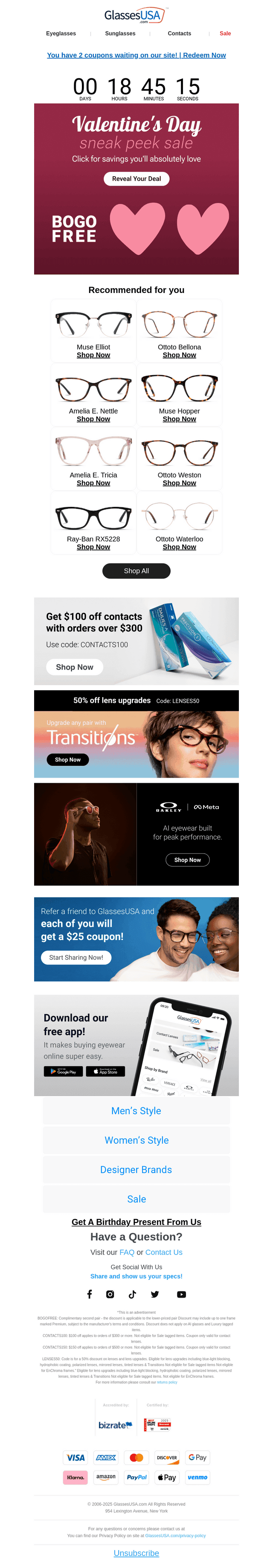 Glasses USA email from Wed, Feb 4, 2026