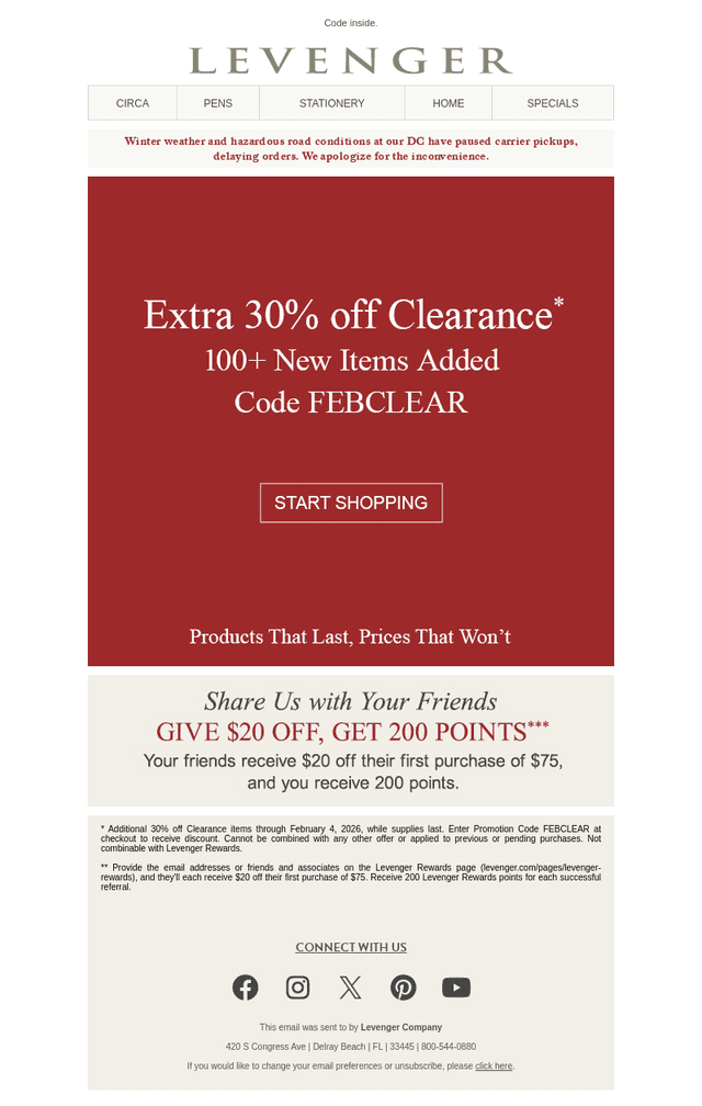 Ends Tonight: Additional 30% off Clearance.