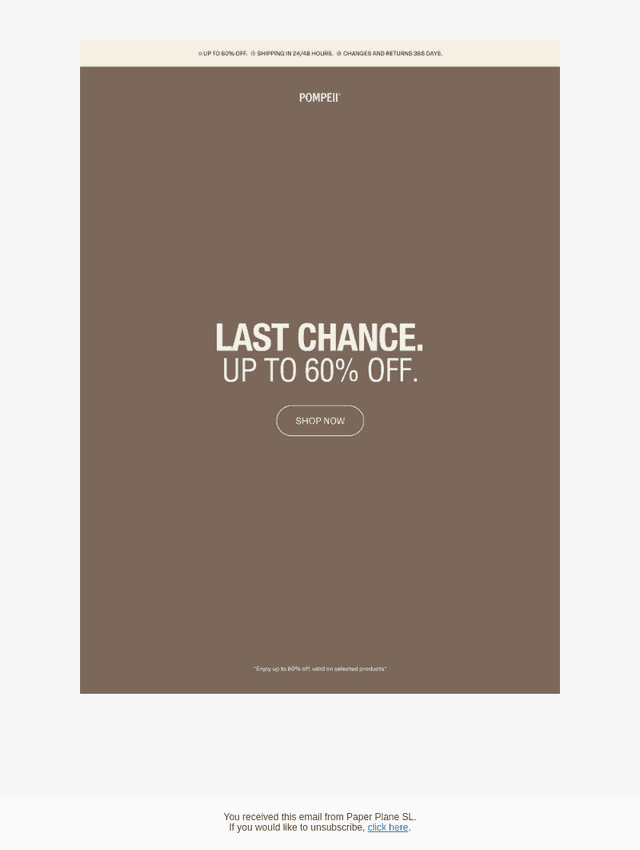 LAST CHANCE. LAST SIZES.