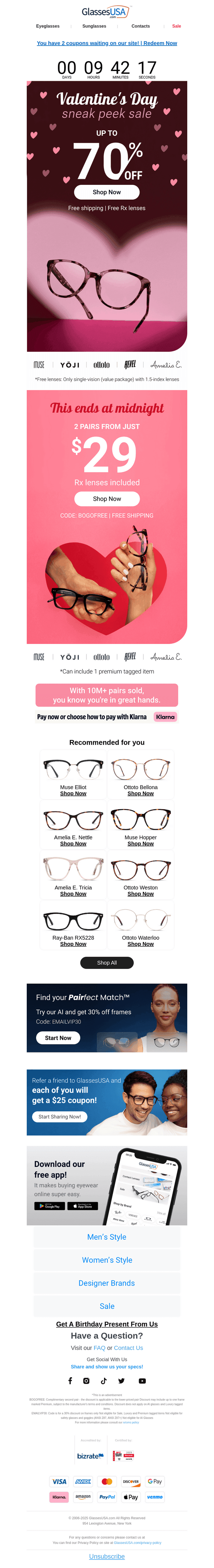 Glasses USA email from Wed, Feb 4, 2026