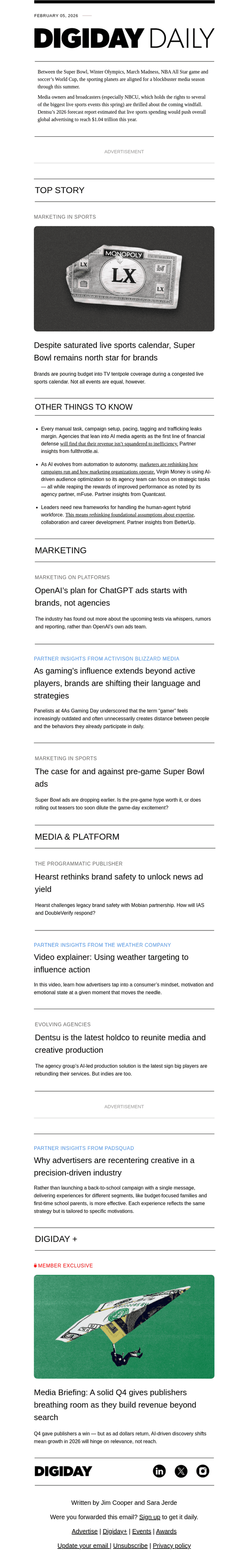 Digiday email from Thu, Feb 5, 2026