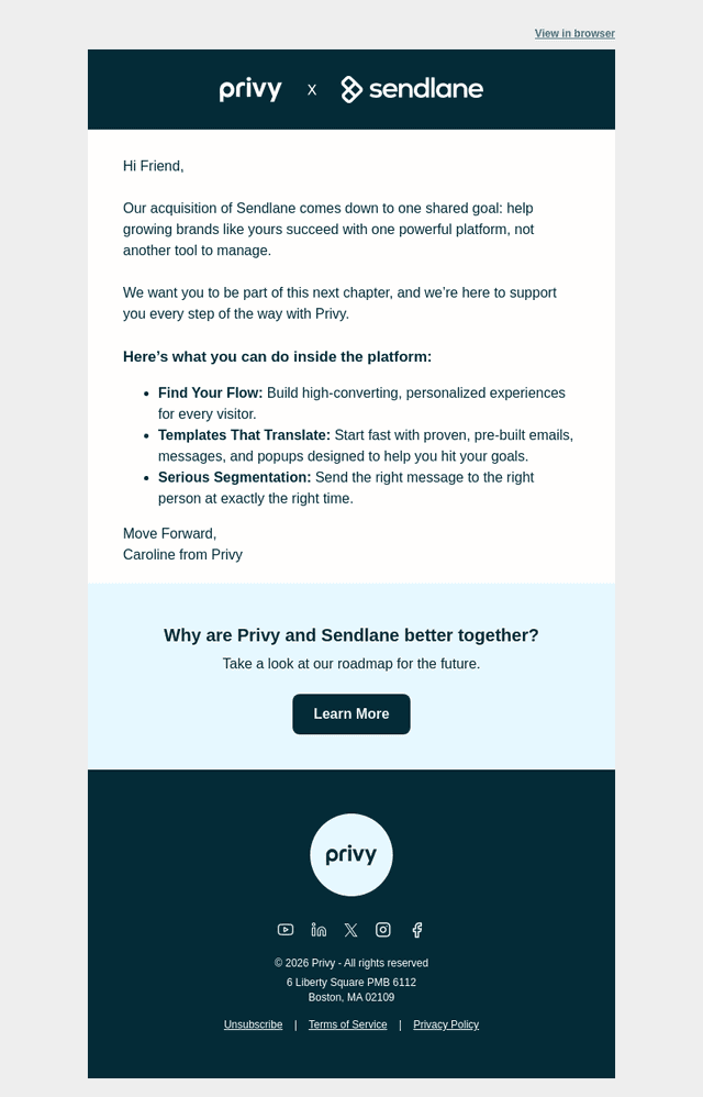 Privy email from Thu, Feb 5, 2026