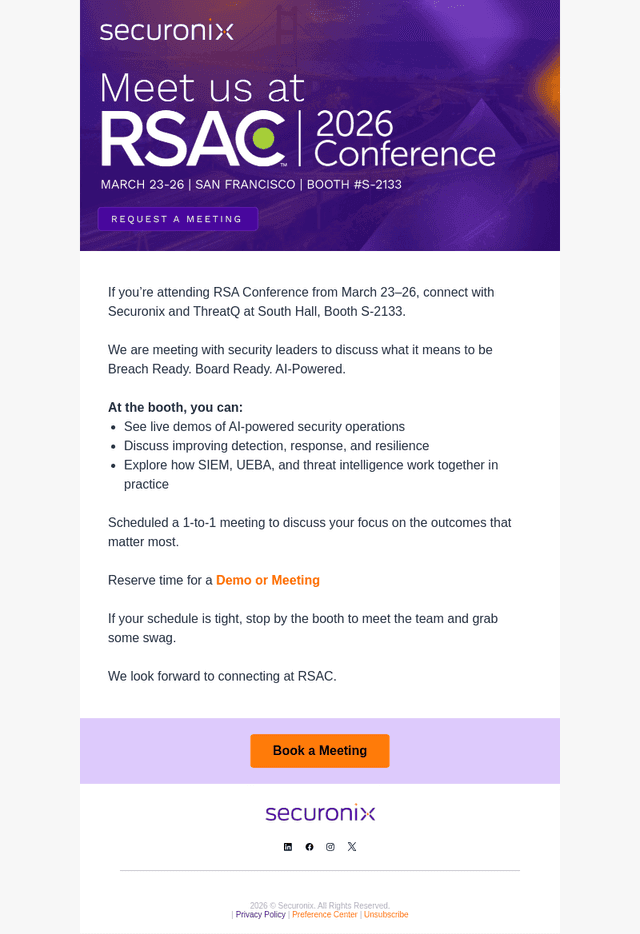 Breach Ready. Board Ready. AI-Powered. Meet Securonix at RSAC