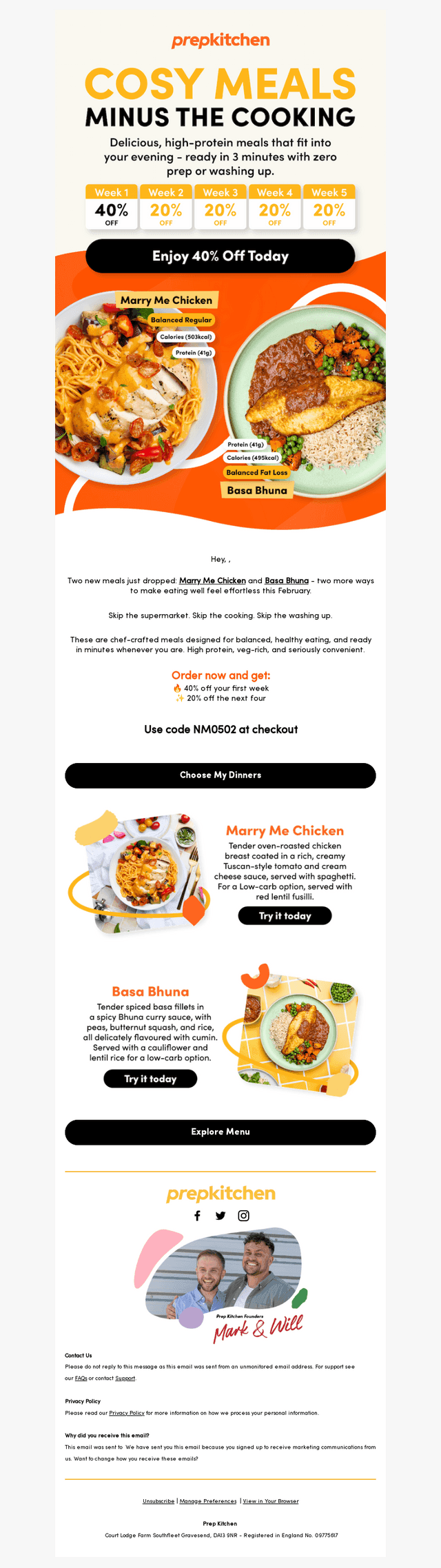 Busy week? Take 40% off dinner
