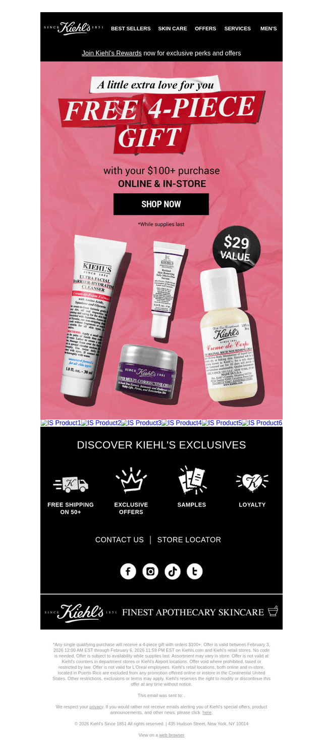 Kiehl's email from Thu, Feb 5, 2026