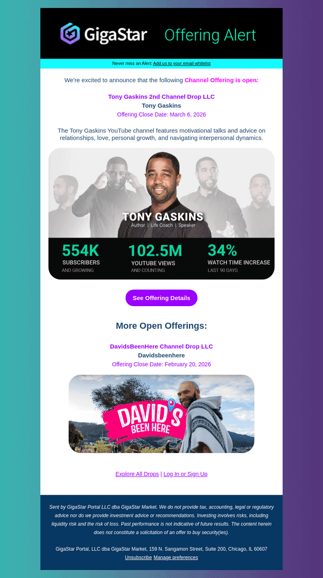 GigaStar email from Thu, Feb 5, 2026