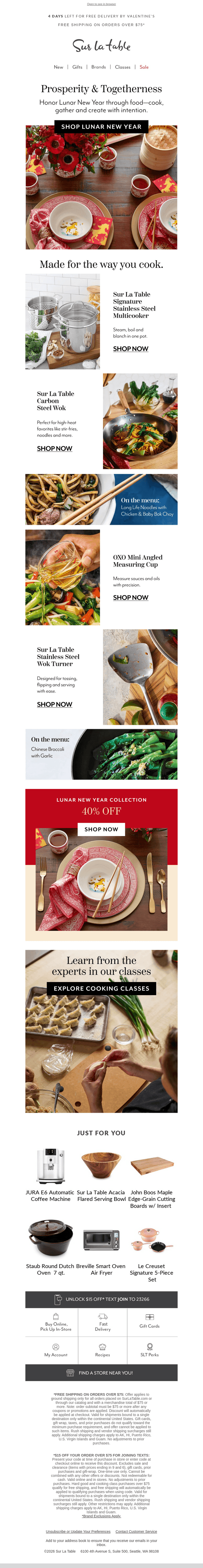 Sur La Table email from Thu, Feb 5, 2026