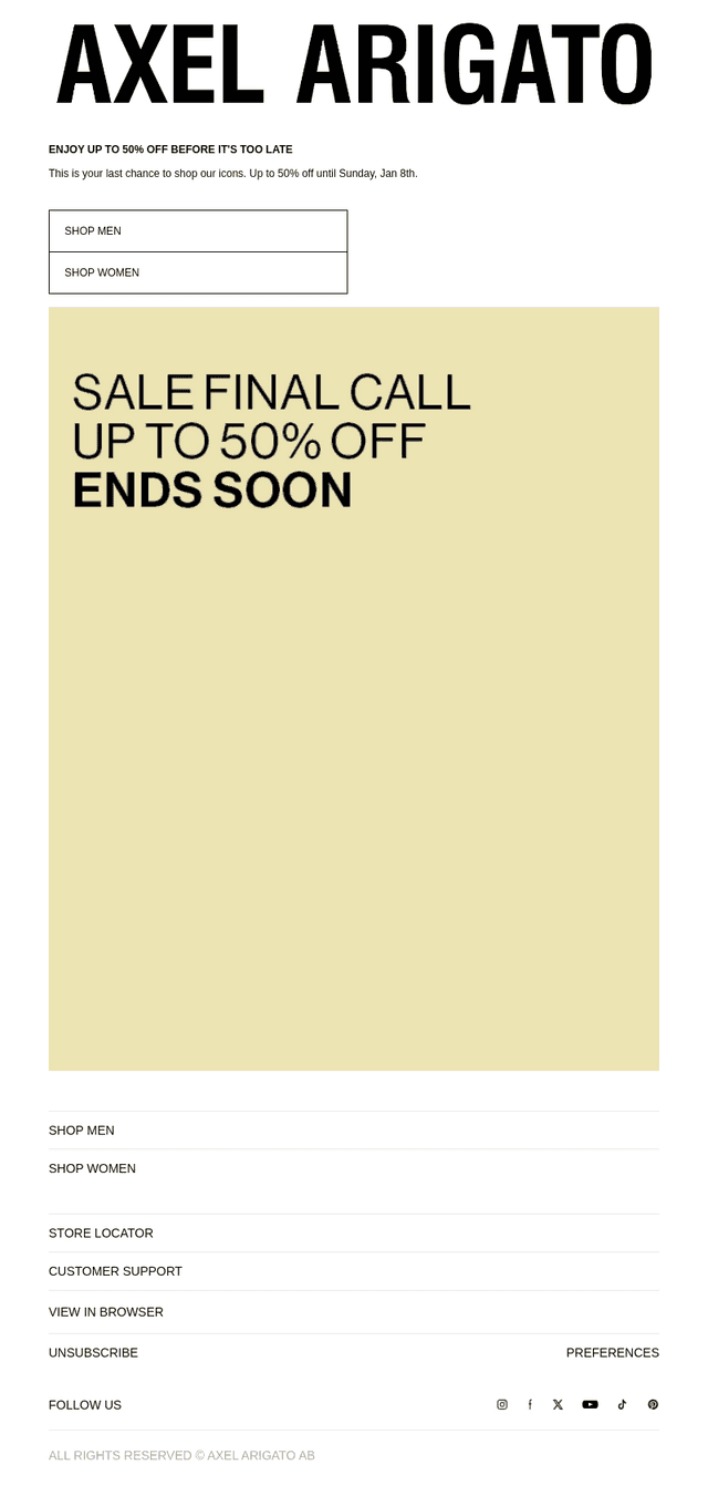 Final Call: Up To 50% Off