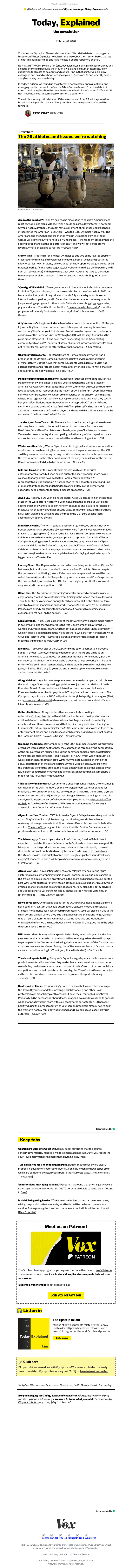 Vox email from Fri, Feb 6, 2026