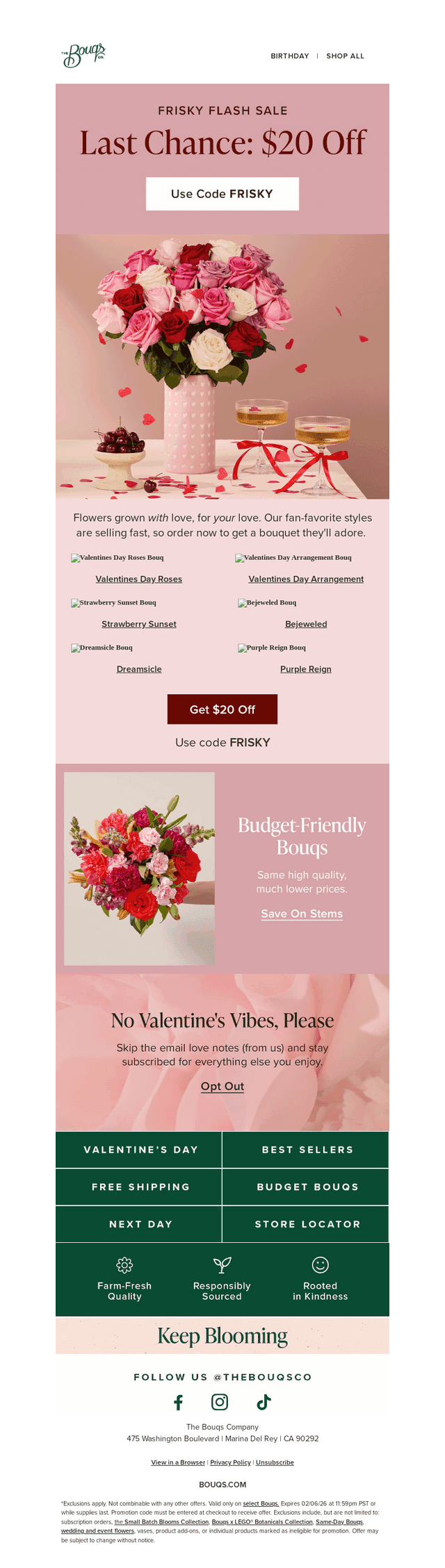 The Bouqs Co. email from Fri, Feb 6, 2026